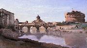 Jean-Baptiste-Camille Corot The Bridge and Castel Sant'Angelo with the Cuploa of St. Peter's oil painting